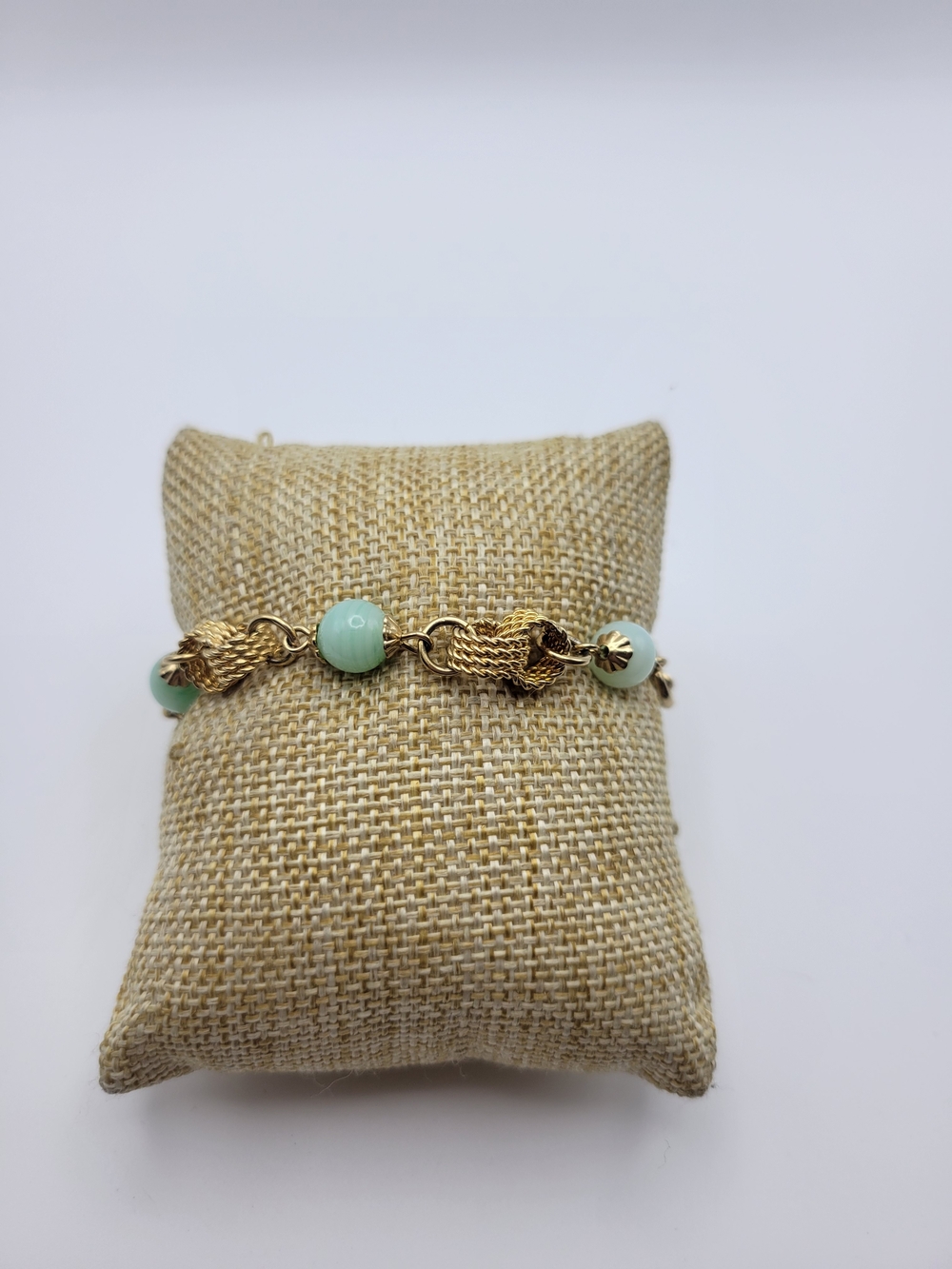 Vintage Gold N.Y.C Accessograft Light Green Beaded Bracelet